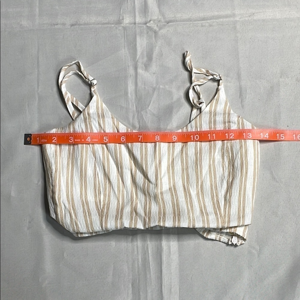 WILD HONEY Striped Cream and Tan Women's Top - Picture 3 of 8